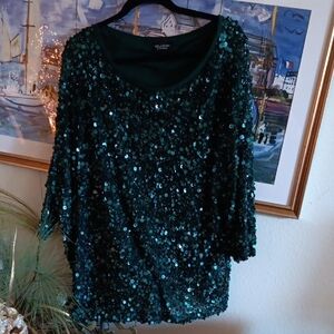 St. John Emerald Sequin Blouse